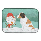 Caroline'S Treasures Saint Bernard Snowman Christmas Dish Drying Mat, 14 X 21