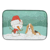 Caroline'S Treasures Basset Hound Snowman Christmas Dish Drying Mat, 14 X 21