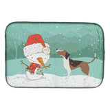 Caroline'S Treasures Beagle Snowman Christmas Dish Drying Mat, 14 X 21