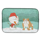 Caroline'S Treasures English Bulldog Snowman Christmas Dish Drying Mat, 14 X 21