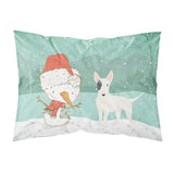 Caroline'S Treasures Snowman White Spot Bull Terrier Christmas Fabric Standard Pillowcase