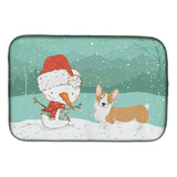 Caroline'S Treasures Pembroke Corgi Snowman Christmas Dish Drying Mat, 14 X 21, Multicolor