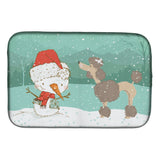 Caroline'S Treasures Chocolate Poodle Snowman Christmas Dish Drying Mat, 14 X 21