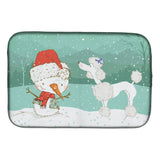 Caroline'S Treasures White Poodle Snowman Christmas Dish Drying Mat, 14 X 21