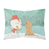 Caroline'S Treasures Tan Spaniel Snowman Christmas Fabric Standard Pillowcase, Multicolor