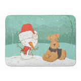 Caroline'S Treasures Airedale Terrier Snowman Christmas Machine Washable Memory Foam Mat, Multicolor
