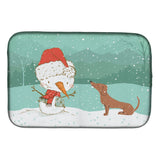 Caroline'S Treasures Red Dachshund Snowman Christmas Dish Drying Mat, 14 X 21, Multicolor