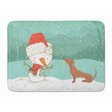 Caroline'S Treasures Red Dachshund Snowman Christmas Machine Washable Memory Foam Mat, Multicolor