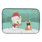 Caroline'S Treasures Fawn French Bulldog Snowman Christmas Dish Drying Mat, 14 X 21