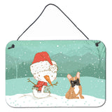 Caroline'S Treasures Fawn French Bulldog Snowman Christmas Wall Or Door Hanging Prints, Multicolor