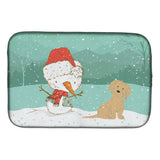 Caroline'S Treasures Brown Maltese Snowman Christmas Dish Drying Mat, 14 X 21, Multicolor