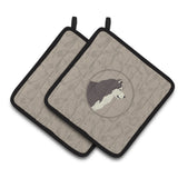 Caroline'S Treasures Ck2160Pthd Alaskan Malamute In The Kitchen Pair Of Pot Holders Potholders, Multicolor