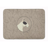 Caroline'S Treasures Black And White Bull Terrier In The Kitchen Machine Washable Memory Foam Mat Doormats