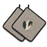 Caroline'S Treasures Ck2179Pthd Collie In The Kitchen Pair Of Pot Holders Potholders, Multicolor