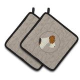 Caroline'S Treasures Ck2185Pthd Fox Terrier In The Kitchen Pair Of Pot Holders Potholders, Multicolor