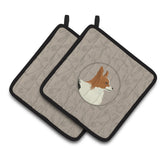 Caroline'S Treasures Ck2200Pthd Papillon In The Kitchen Pair Of Pot Holders Potholders, Multicolor