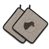 Caroline'S Treasures Ck2205Pthd Rottweiler In The Kitchen Pair Of Pot Holders Potholders, Multicolor