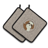 Caroline'S Treasures Ck2210Pthd Shih Tzu In The Kitchen Pair Of Pot Holders Potholders, Multicolor