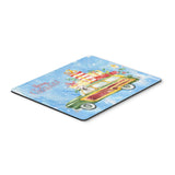 Merry Christmas White Staffordshire Bull Terrier Mouse Pad, Hot Pad Or Trivet