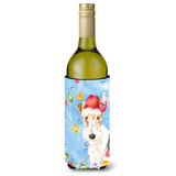 Caroline'S Treasures Ck2501Literk Christmas Lights Fox Terrier Wine Bottle Hugger Cold-Beverage-Koozies, 750 Ml, Multicolor