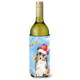 Caroline'S Treasures Ck2504Literk Christmas Australian Shepherd Wine Bottle Hugger Cold-Beverage-Koozies, 750 Ml, Multicolor