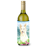 Caroline'S Treasures Ck2514Literk Mountian Flowers White Collie Wine Bottle Hugger Cold-Beverage-Koozies, 750 Ml, Multicolor