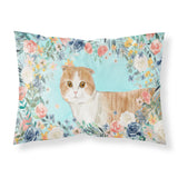 Caroline'S Treasures Scottish Fold Spring Flowers Fabric Standard Pillowcases, Multicolor