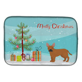 Caroline'S Treasures Tan French Bulldog Pit Bull Mix Christmas Tree Dish-Drying-Mats, 14 X 21, Multicolor