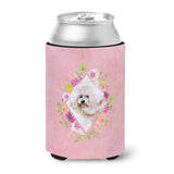 Caroline'S Treasures Ck4119Cc Bichon Fris #1 Pink Flowers Can Or Bottle Hugger Cold-Beverage-Koozies, 12 Oz, Multicolor