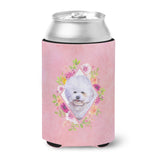 Caroline'S Treasures Ck4120Cc Bichon Fris #2 Pink Flowers Can Or Bottle Hugger Cold-Beverage-Koozies, 12 Oz, Multicolor