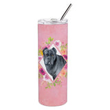 Caroline'S Treasures Cane Corso Pink Flowers Double Walled Stainless Steel 20 Oz Skinny Travel-Insulated-Tumblers, Multicolor,