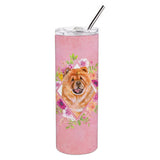 Caroline'S Treasures Chow #1 Pink Flowers Double Walled Stainless Steel 20 Oz Skinny Travel-Insulated-Tumblers, Multicolor