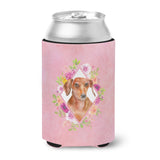 Caroline'S Treasures Ck4135Cc Dachshund Red #2 Pink Flowers Can Or Bottle Hugger Cold-Beverage-Koozies, 12 Oz, Multicolor