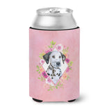 Caroline'S Treasures Ck4136Cc Dalmatian Puppy Pink Flowers Can Or Bottle Hugger Cold-Beverage-Koozies, 12 Oz, Multicolor