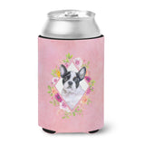 Caroline'S Treasures Ck4143Cc French Bulldog Pink Flowers Can Or Bottle Hugger Cold-Beverage-Koozies, 12 Oz, Multicolor