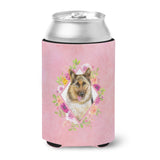 Caroline'S Treasures Ck4146Cc German Shepherd #1 Pink Flowers Can Or Bottle Hugger Cold-Beverage-Koozies, 12 Oz, Multicolor