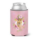 Caroline'S Treasures Ck4147Cc German Shepherd #2 Pink Flowers Can Or Bottle Hugger Cold-Beverage-Koozies, 12 Oz, Multicolor