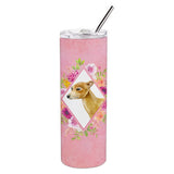Caroline'S Treasures Italian Greyhound Pink Flowers Double Walled Stainless Steel 20 Oz Skinny Travel-Insulated-Tumblers, Mult