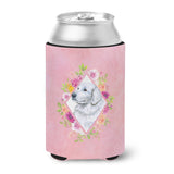 Caroline'S Treasures Ck4160Cc Pyrenees Pink Flowers Can Or Bottle Hugger Cold-Beverage-Koozies, 12 Oz, Multicolor