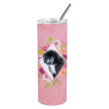 Caroline'S Treasures Newfoundland Puppy Pink Flowers Double Walled Stainless Steel 20 Oz Skinny Travel-Insulated-Tumblers, Mul