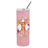 Caroline'S Treasures Pharaoh Hound Pink Flowers Double Walled Stainless Steel 20 Oz Skinny Travel-Insulated-Tumblers, Multicol