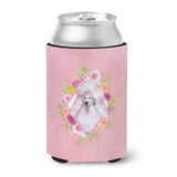 Caroline'S Treasures Ck4171Cc Standard White Poodle Pink Flowers Can Or Bottle Hugger Cold-Beverage-Koozies, 12 Oz, Multicolor