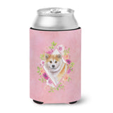Caroline'S Treasures Ck4183Cc Shiba Inu Pink Flowers Can Or Bottle Hugger Cold-Beverage-Koozies, 12 Oz, Multicolor