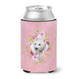 Caroline'S Treasures West Highland White Terrier Pink Flowers Can Or Bottle Hugger Cold-Beverage-Koozies, 12 Oz, Multicolor