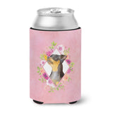Caroline'S Treasures Black Miniature Pinscher Pink Flowers Can Or Bottle Hugger Cold-Beverage-Koozies, 12 Oz, Multicolor