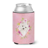 Caroline'S Treasures Ck4203Cc Westie Pink Flowers Can Or Bottle Hugger Cold-Beverage-Koozies, 12 Oz, Multicolor