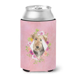 Caroline'S Treasures Ck4204Cc Airedale Terrier Pink Flowers Can Or Bottle Hugger Cold-Beverage-Koozies, 12 Oz, Multicolor