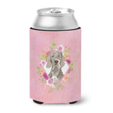 Caroline'S Treasures Ck4205Cc Weimaraner Pink Flowers Can Or Bottle Hugger Cold-Beverage-Koozies, 12 Oz, Multicolor