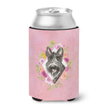 Caroline'S Treasures Ck4214Cc Scottish Terrier Pink Flowers Can Or Bottle Hugger Cold-Beverage-Koozies, 12 Oz, Multicolor