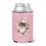 Caroline'S Treasures Ck4225Cc Longhaired Chihuahua Pink Flowers Can Or Bottle Hugger Cold-Beverage-Koozies, 12 Oz, Multicolor,